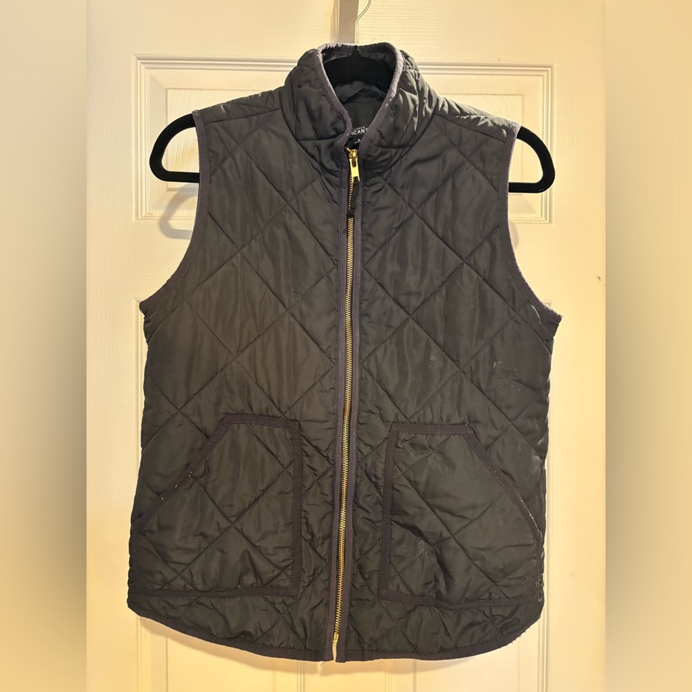 J. Crew Women's Quilted Black Vest Small